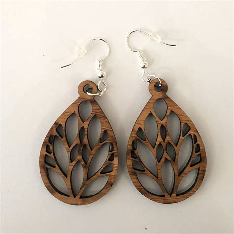 Wooden Laser Cut Earrings H1: Wooden Laser Cut Earrings: A Timeless Accessory With Endless Possibilities