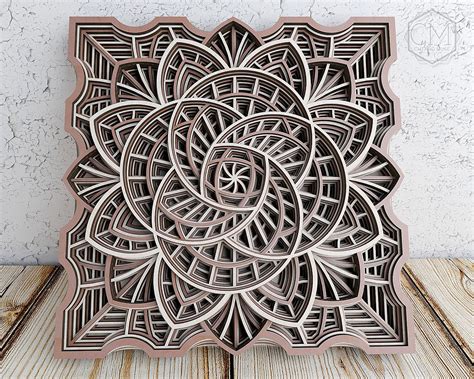 Laser Cut Multilayer 3d Mandala Dxf File Laser Cut Multilayer 3D Mandala DXF File: Unleashing Intricate Beauty